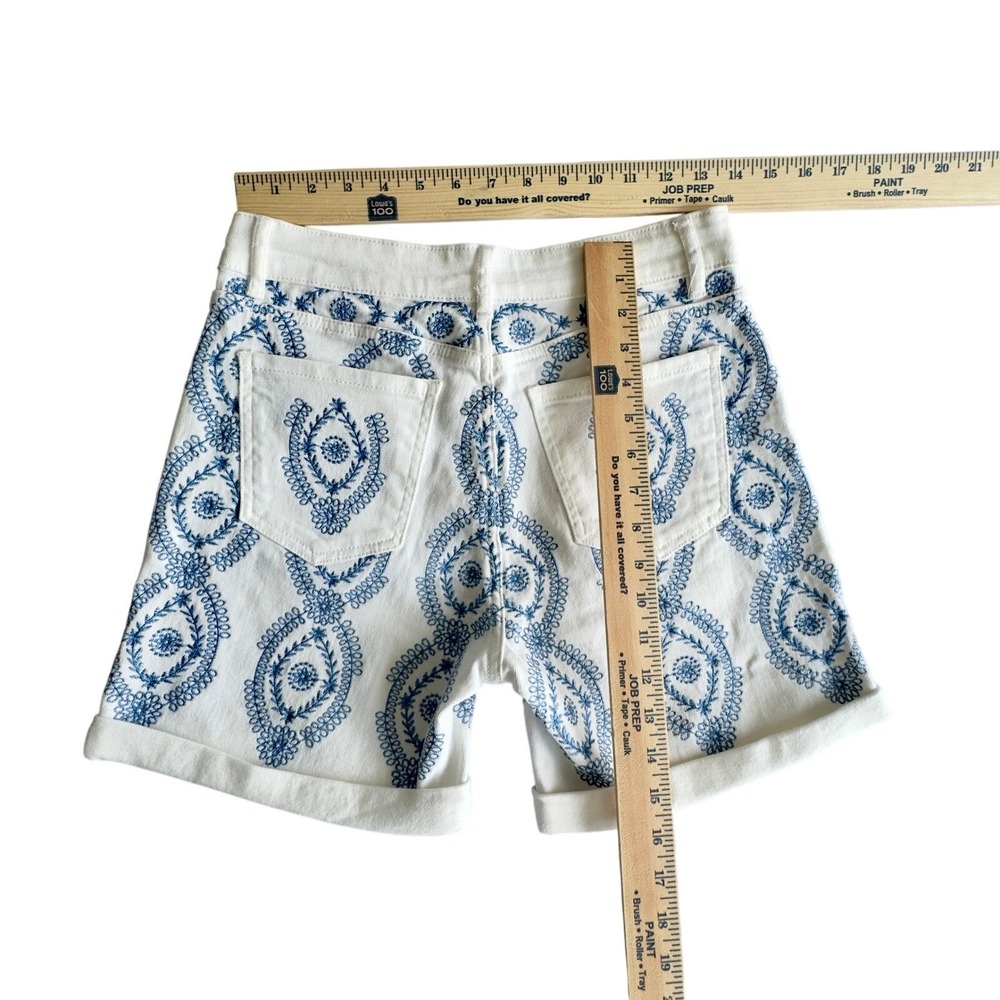 Zac & Zoe Paris Embroidered White Denim Shorts Blue‎ Paisley M/38 NWT - Picture 3 of 5